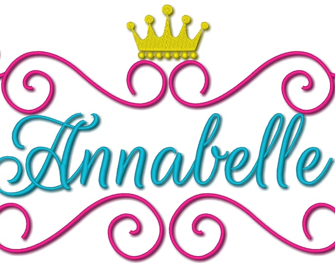 Princess little Font and Frame with Crown SET mini script Embroidery font MINI alphabet monogram and frame machine embroidery designs