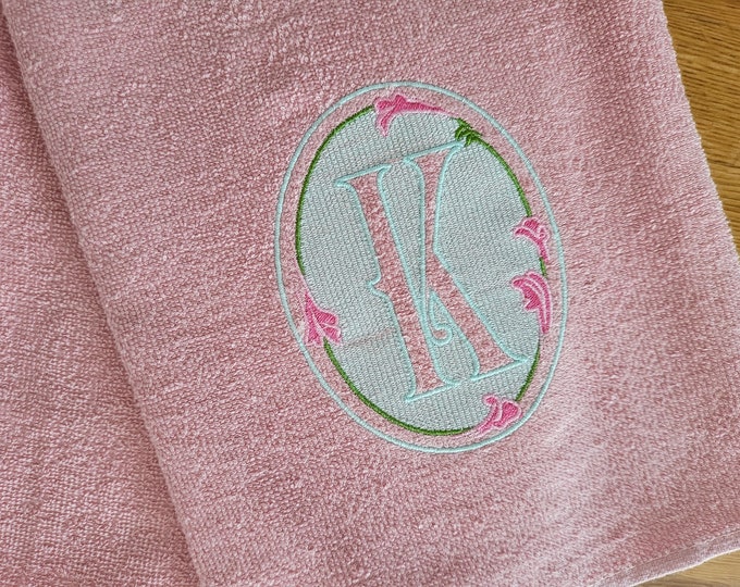 Vintage floral wines terry towel Embossed Monogram machine embroidery designs set A-Z in sizes 3, 4, 5 inches awesome gift wedding birthday