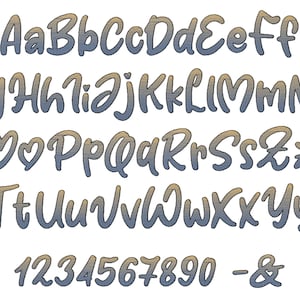 Gradient ombre two color embroidery Font alphabet iridescent machine embroidery designs in sizes 1.5, 2, 2.5, 3 inches, monogram BX included