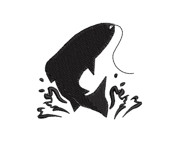 Splash Fishing Fish outline silhouette fill stitch machine embroidery designs Fisher Fisherman sea marine design mini sizes 1.5 up to 4 inch