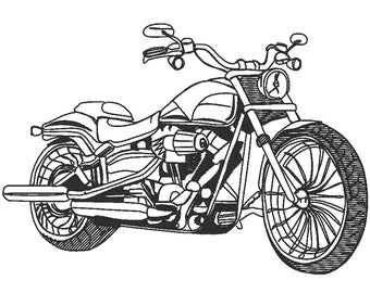 Chopper vélo lumière croquis point motif de broderie machine pour cerceau 4 x 4 et 5 x 7 garçon hommes papa motard moto véhicule motif de broderie