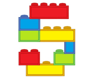 Geburtstagszahl 5 fünf Applikation Maschinenstickerei Motive in sortierten Größen, Jungen Stickapplikation Design Baustein Spielzeug
