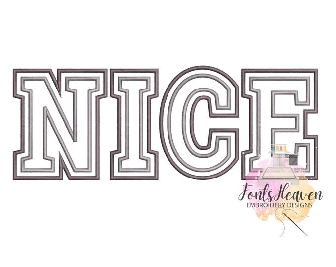 Nice Sport Font two outlines, double outline alphabet machine embroidery designs in satin stitch 2 lines letters sizes 1.5 thru 5.5 inch BX
