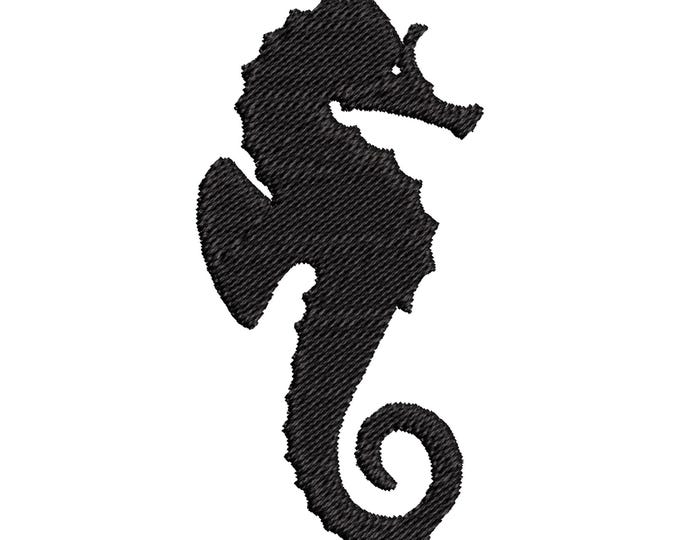 Seahorse silhouette outline machine embroidery design fill stitch many mini sizes sea life ocean nautical marine seahorse fish Hippocampus