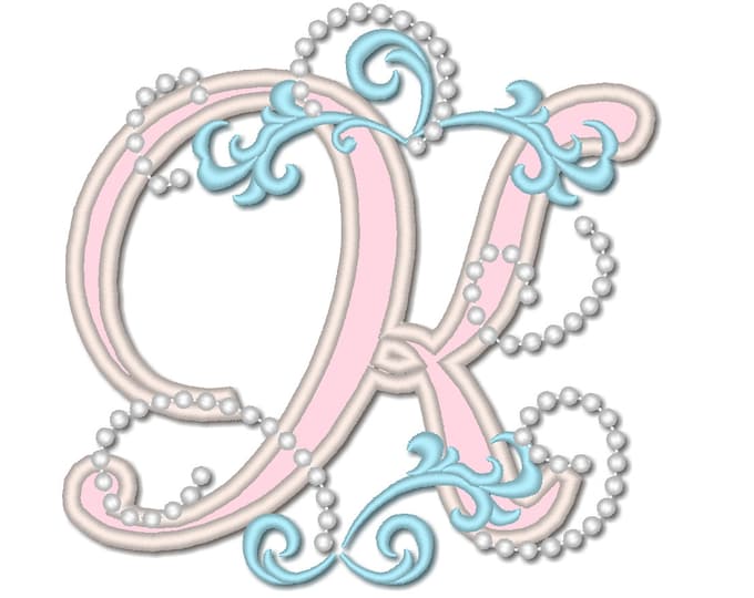 Frozen alphabet letter K swirly ice princess monogram only K applique machine embroidery designs hoop 4x4, 5x7 girl kids awesome monogram