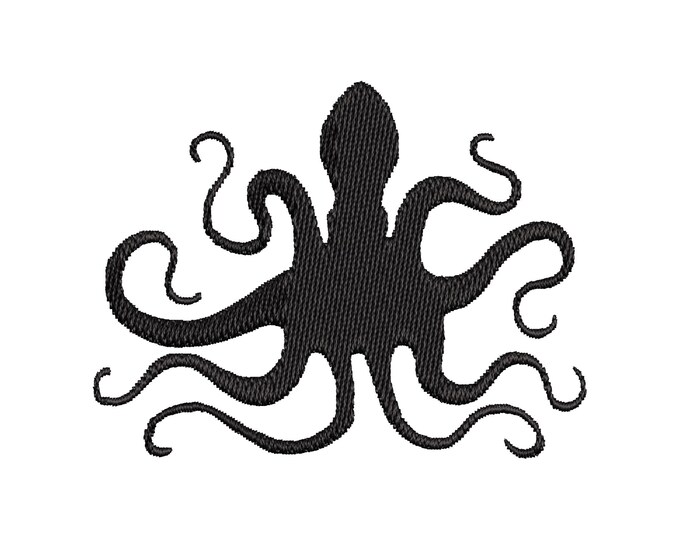 Steampunk Octopus Silhouette outline fill stitch machine embroidery designs many mini sizes seaside animal fish marine ocean mollusk
