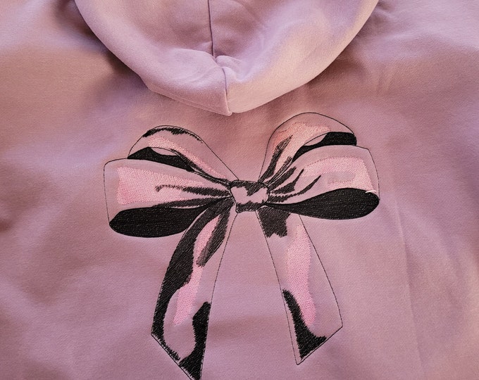T shirt sweatshirt modern design bow drawing light sketch stitch machine embroidery designs many sizes 4, 5, 6, 7, 8, 9 in girly girl ribbon
