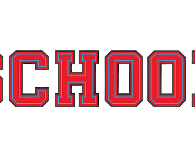 BIG Double outline Athletic Sport High School Team Players FONT Applique machine embroidery designs alphabet Varsity Collegiate Block Font