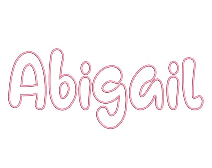 Retro Bubble style Font Menthol Applique alphabet machine embroidery designs assorted sizes from 1.6 thru 5.9 inches kids baby monogram, BX