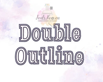 Double outline Font alphabet letters machine embroidery designs in sizes 1.4" thru 4.7" Sport double light stitch outlined monogram name