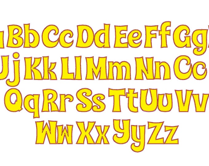 bean stitch Free Edge Raggy Applique Alphabet Font machine embroidery designs assorted sizes 1.5, 2, 3 up to 4.5  Uppercase, lowercase  BX
