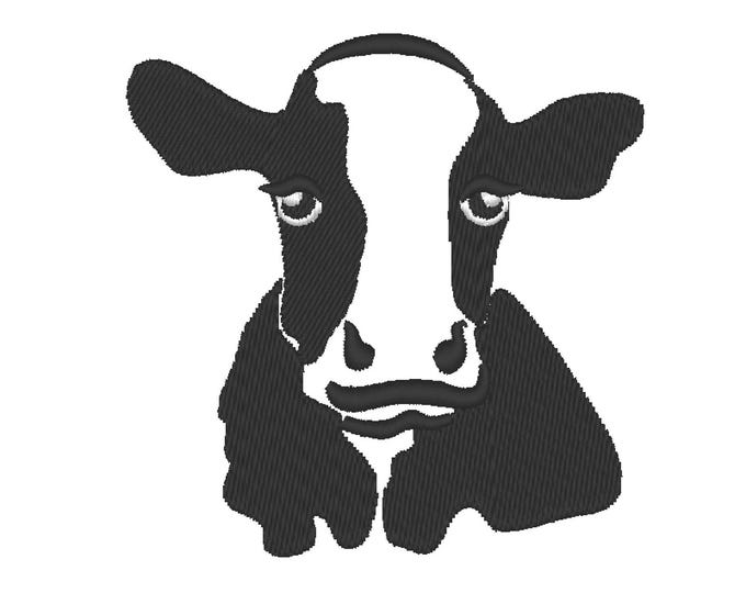 Cow silhouette fill stitch Cow head outline farm animal machine embroidery designs small sizes 3, 4 and 5 inches