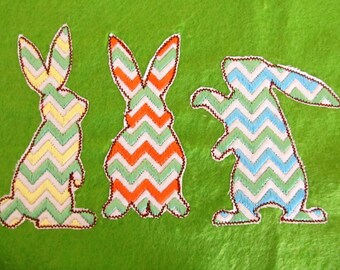 Easter Bunnies silhouettes Chevron monogram BX also ALL other (.pes .hus .dst .vp3 .vip .xxx .exp . jef)  - embroidery monogram design