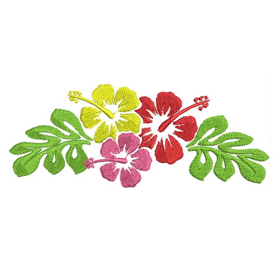 【新品】ポーチ付 Mサイズflower embroidery Hawaiian Flower Frame Edge Machine Embroidery Designs Summer