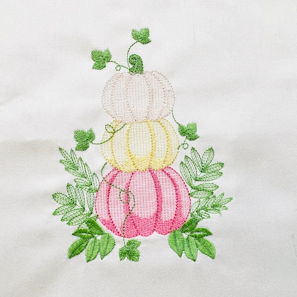 Light stitch floral Pumpkin stack of 3 pumpkins flower farm Fall Thanksgiving stacked pumpkins machine embroidery designs 4, 5, 6, 7, 8"