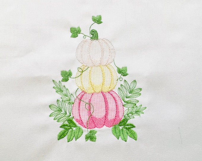 Light stitch floral Pumpkin stack of 3 pumpkins flower farm Fall Thanksgiving stacked pumpkins machine embroidery designs 4, 5, 6, 7, 8"