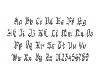 Old fashioned old book tattoo rocker Font machine embroidery designs gothic medieval alphabet letters once upon a time monogram, BX included