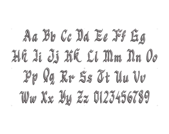 Old fashioned old book tattoo rocker Font machine embroidery designs gothic medieval alphabet letters once upon a time monogram, BX included