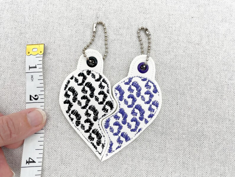 Leopard print Split Heart Eyelet and Key Fob Snap Tab keychain in the hoop machine size and stitch reference | farm Instant Download By Fonts Heaven Embroidery Format PES HUS DST JEF EXP VP3 XXX EXP