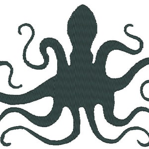 Steampunk Octopus Silhouette fill stitch machine embroidery designs, many mini sizes, octopus octopi sea animal sea life marine mollusk