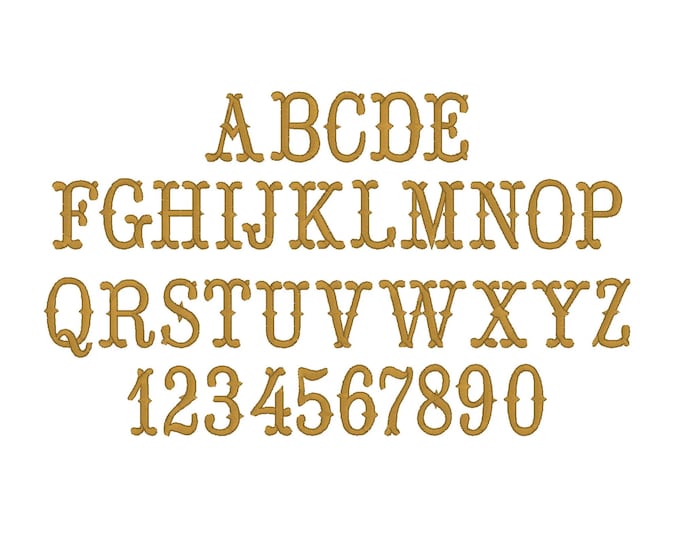 Western Cowboy Cute Mini FONT satin stitch fishtail alphabet machine embroidery designs letters numbers mini sizes kids baby name monogram