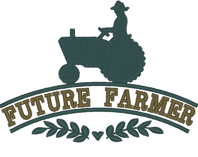 Future farmer quote saying little farmer love tractor machine embroidery designs assorted sizes for hoop 4x4, 5x7 farm vehicle kids boy