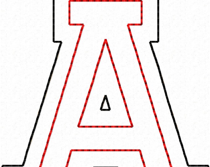 Double layer applique Font bean stitch outline Mini Sport Collegiate varsity Block Font machine embroidery designs open edge applique, BX