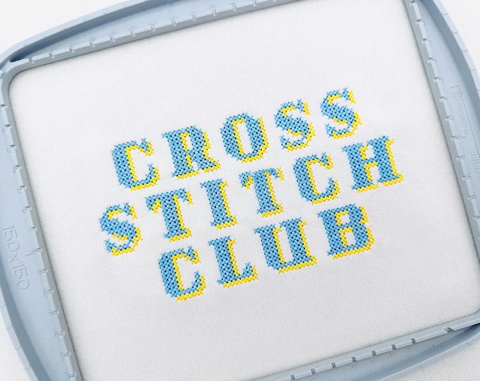 Cross Stitch Shadow FONT authentic bold block style Alphabet folk machine embroidery designs assorted sizes 0.8 up to 1.4 inch, BX