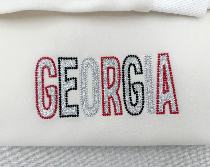 Tall Narrow Collegiate style FONT Applique Pearl stitch outline Alphabet machine embroidery designs many sizes 2.8 up to 6 inch Monogram BX