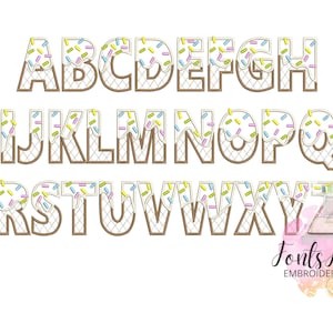 Eiscreme SCHRIFTART Alphabet Buchstaben in verschiedenen Größen Eistüte Kinder Name Monogramm Stickmaschine Designs Kinder Party Geburtstag