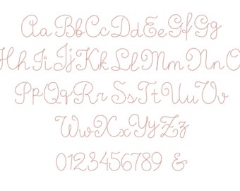 Pearl stitch script handwritten cursive Font alphabet machine embroidery designs from 0.7 thru 4.8 inches, monogram name BX