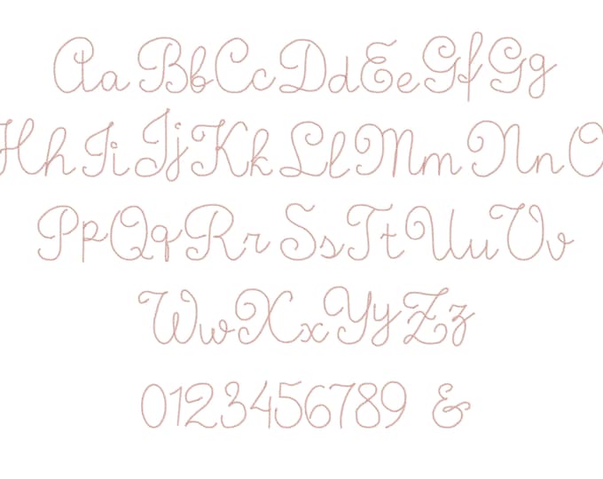 Pearl stitch script handwritten cursive Font alphabet machine embroidery designs sizes from 1.7 thru 4.8 inches monogram kids name, and BX