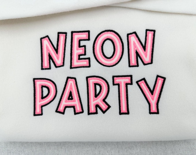Neon Party Font 2 outlines machine embroidery designs monogram alphabet letters and numbers satin stitch outline sizes 1.7 through 4inch, BX
