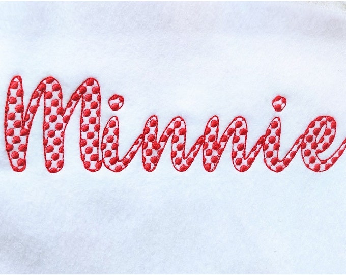 Minnie mouse Polka DOT calligraphy font light sketch outline machine embroidery designs alphabet letters 1.5, 2, 3 & 4in incl BX vp3 xxx pes