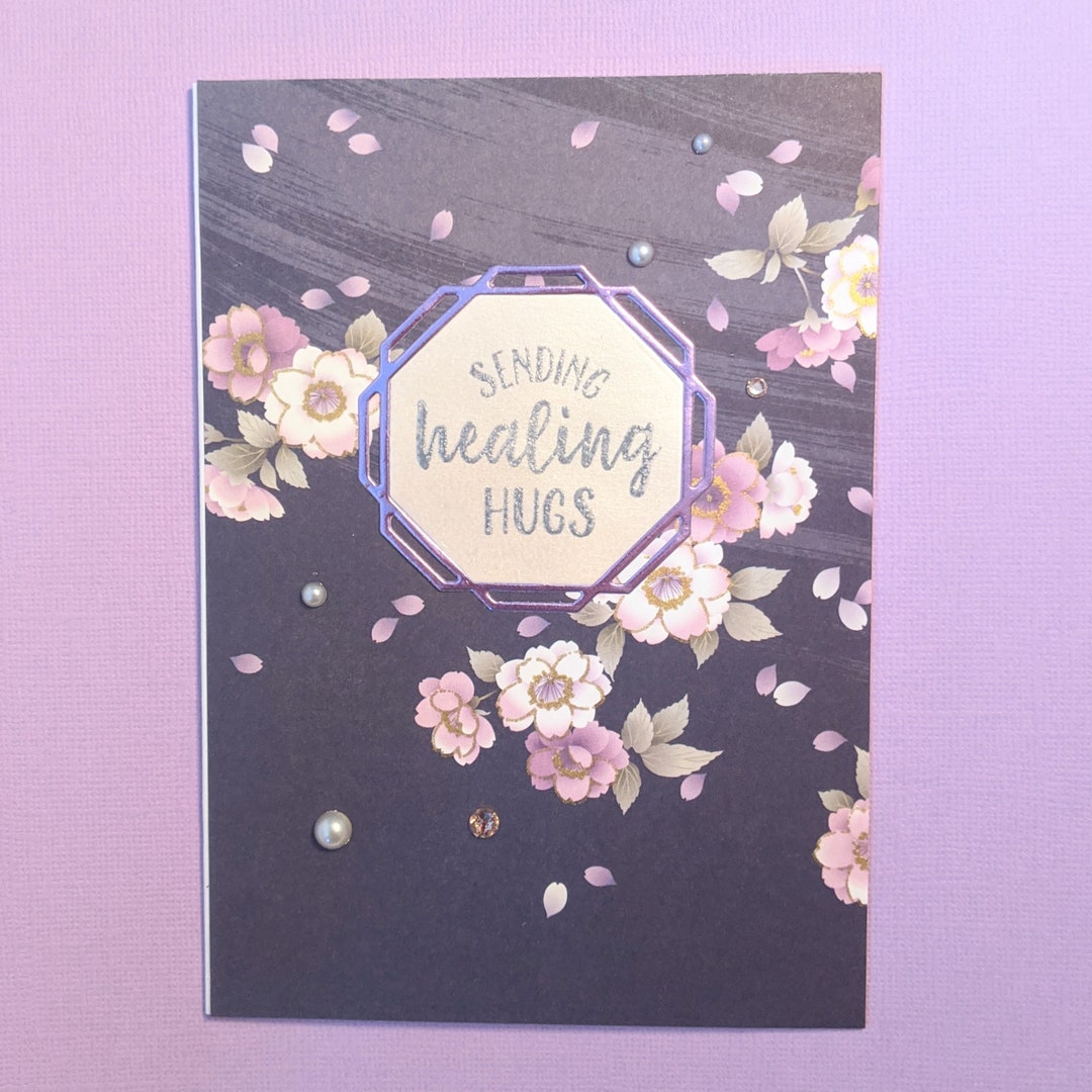 Get Well Soon Card - Sending Healing Hugs Blossoms With Personalised ...