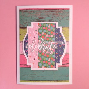 Birthday Card - Celebrate with Personalised Envelope