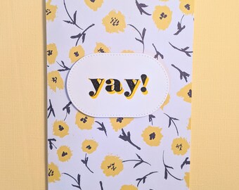 Birthday Card - Yellow Yay with Personalised Envelope