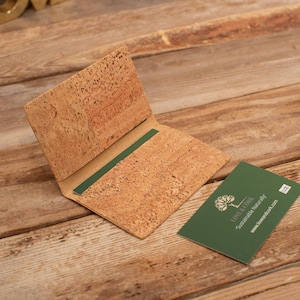 Porte-cartes de visite en liège - Fin - Couleur naturelle - Fait main durable