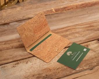 Cork Business Card Holder-Slim- Natural Color- Sustainable Handmade