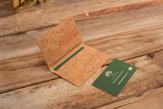 Cork Business Card Holder | Slim Card Wallet | Vegan Leather Alternative | Handmade in Portugal | Eco Friendly Business Card Case