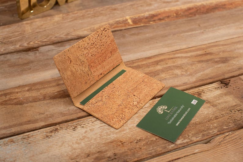 Slim business card holder sustainable made in Cork fabric