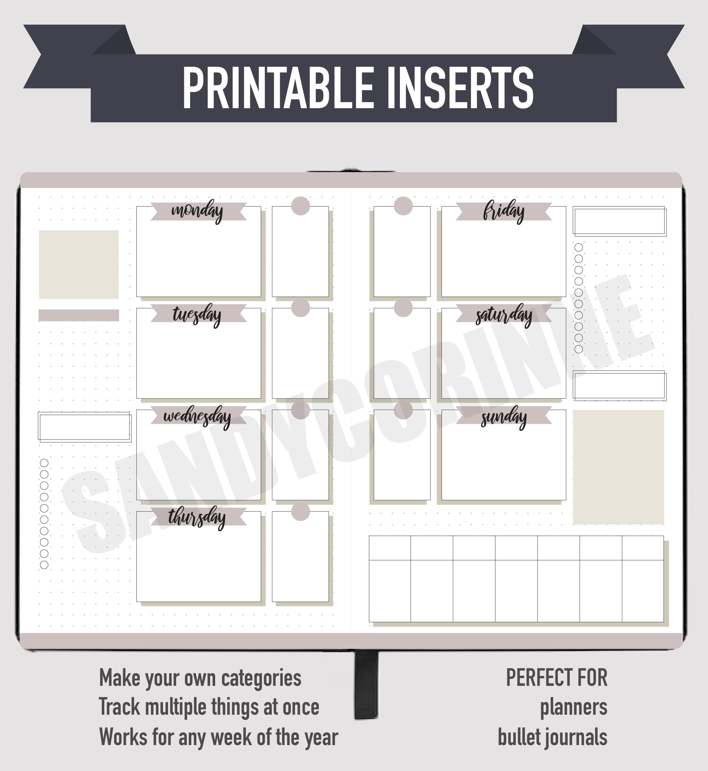 Bullet Journal Weekly Printable | Bullet Journal Weekly Layout | A5 ...