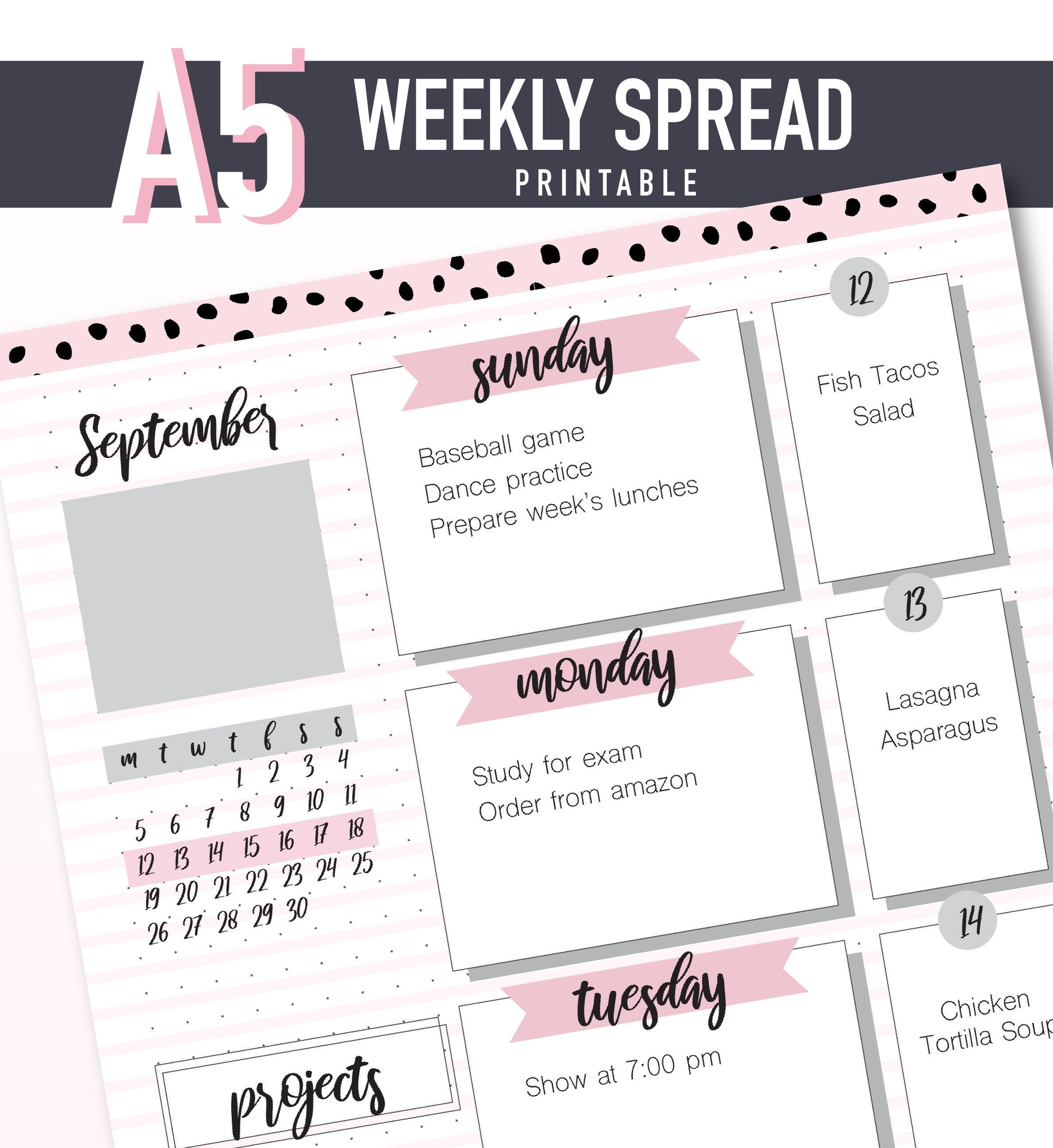 Bullet Journal Weekly Printable | Bullet Journal Weekly Layout | A5 ...