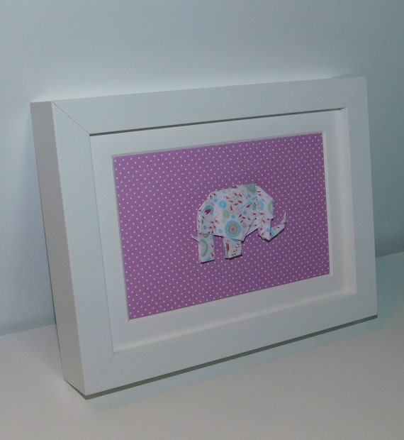 Framed Origami Origami Wall Art Origami Elephant Framed Elephant Baby Decor Baby Elephant Baby Gift