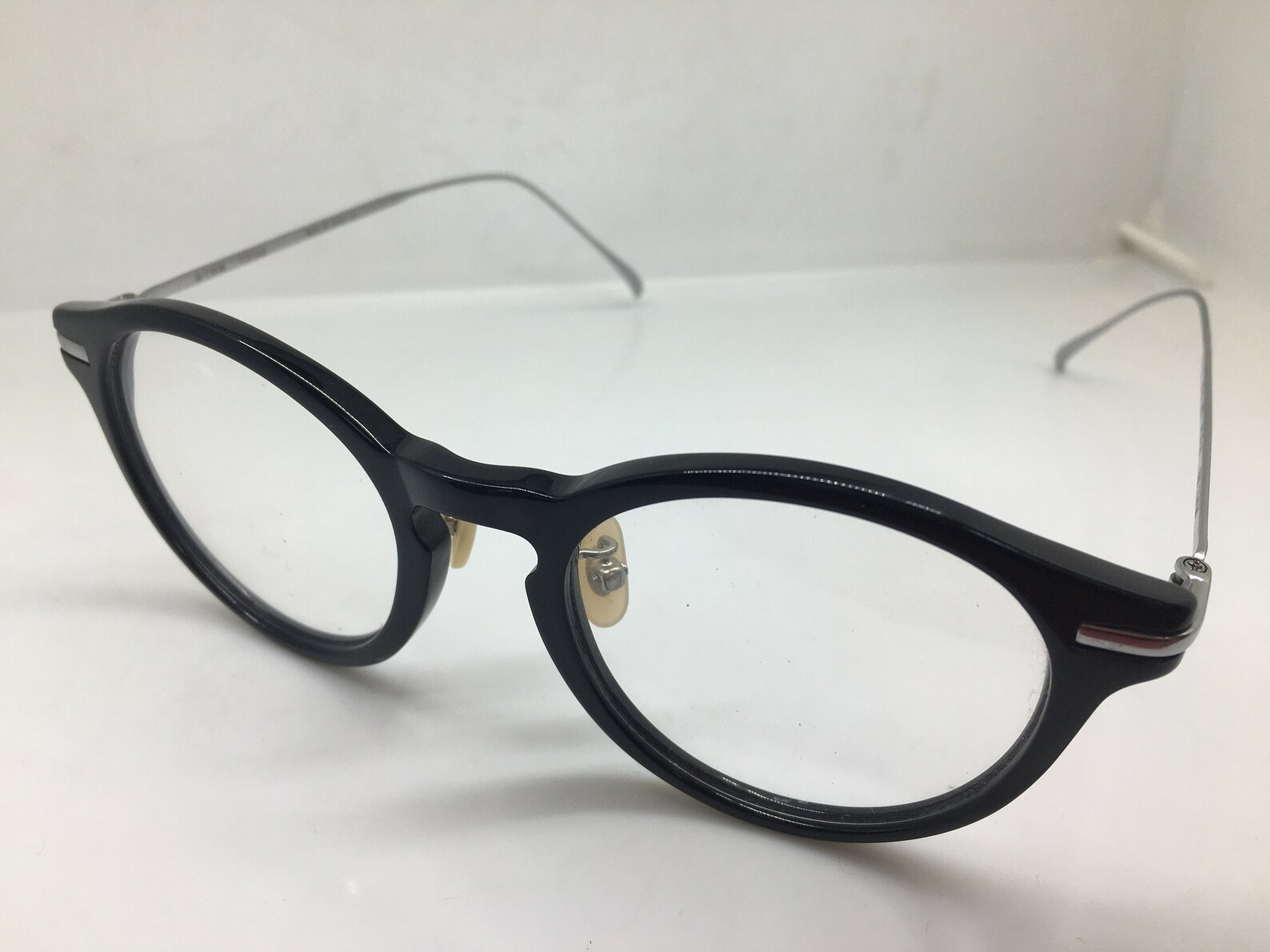 Black Acetate Keyhole Bridge Eyeglasses Frame Titanium Arms Etsy