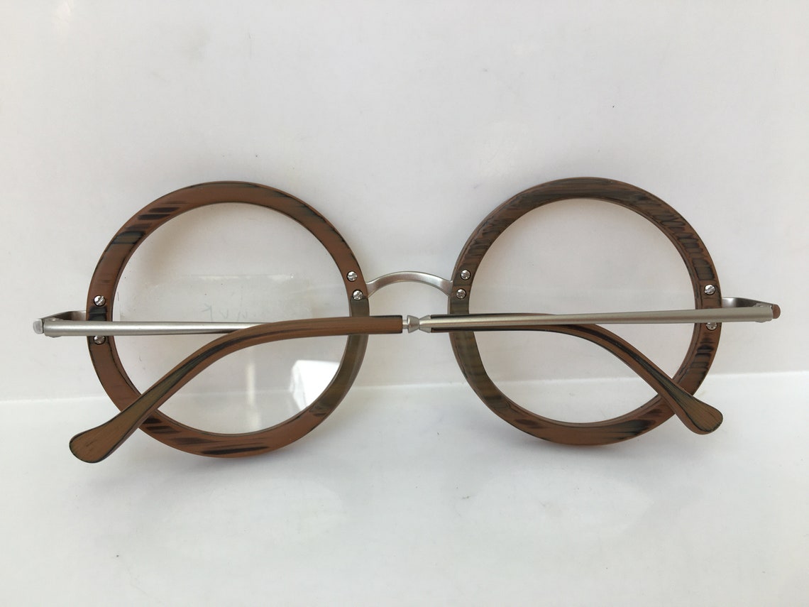 Vintage Genuine Wood Round Eyeglasses Frame Spectacles New Etsy