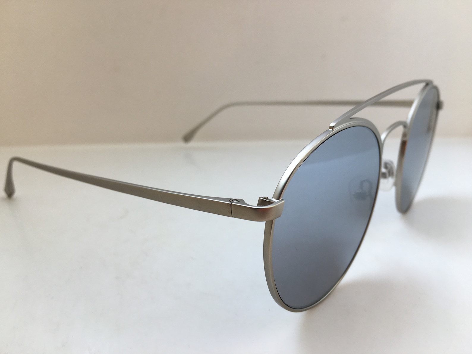 Nau Silver Metal Round Sunglasses Frame Mirror Lens Etsy