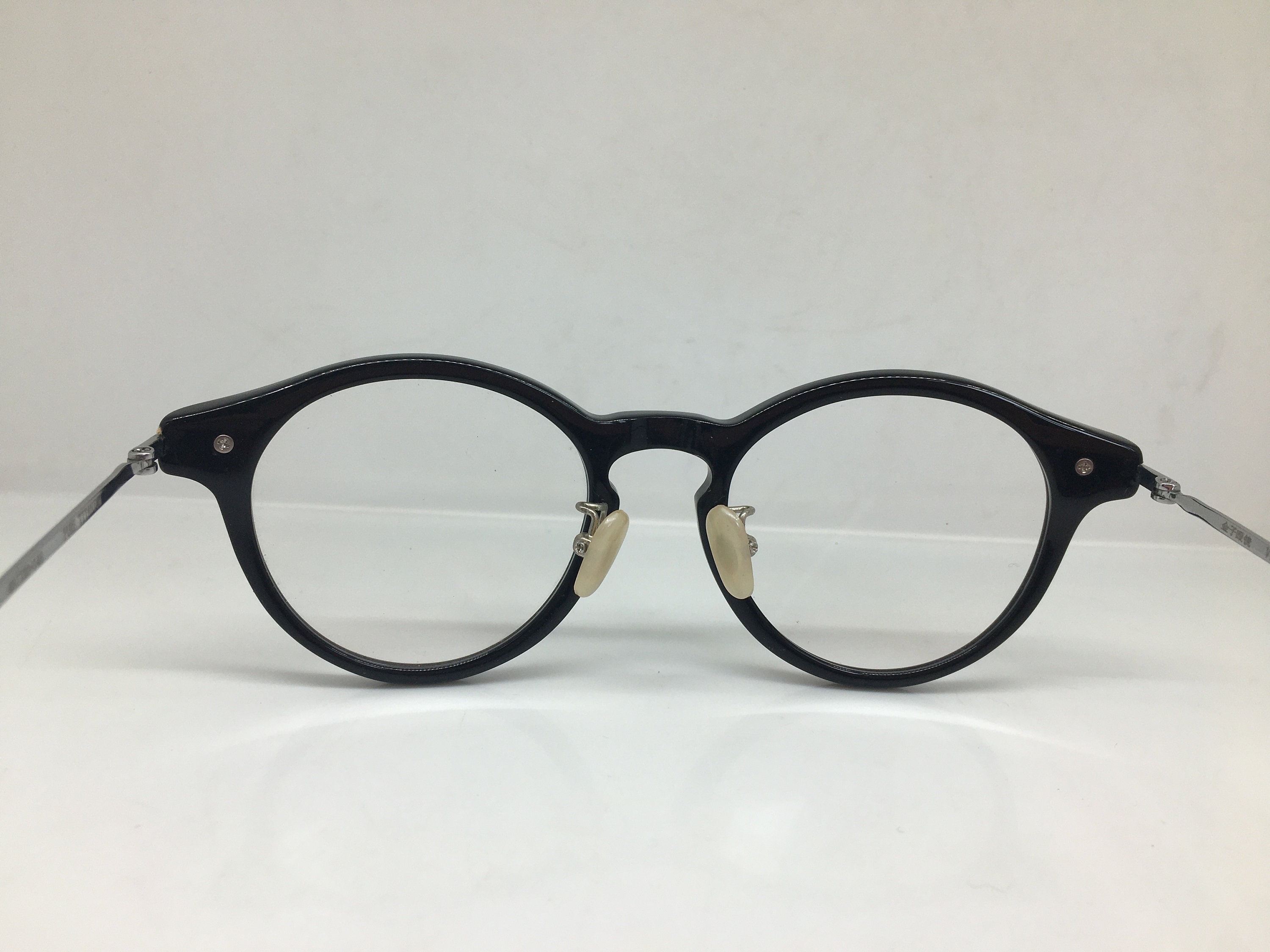 Black Acetate Keyhole Bridge Eyeglasses Frame Titanium Arms Etsy