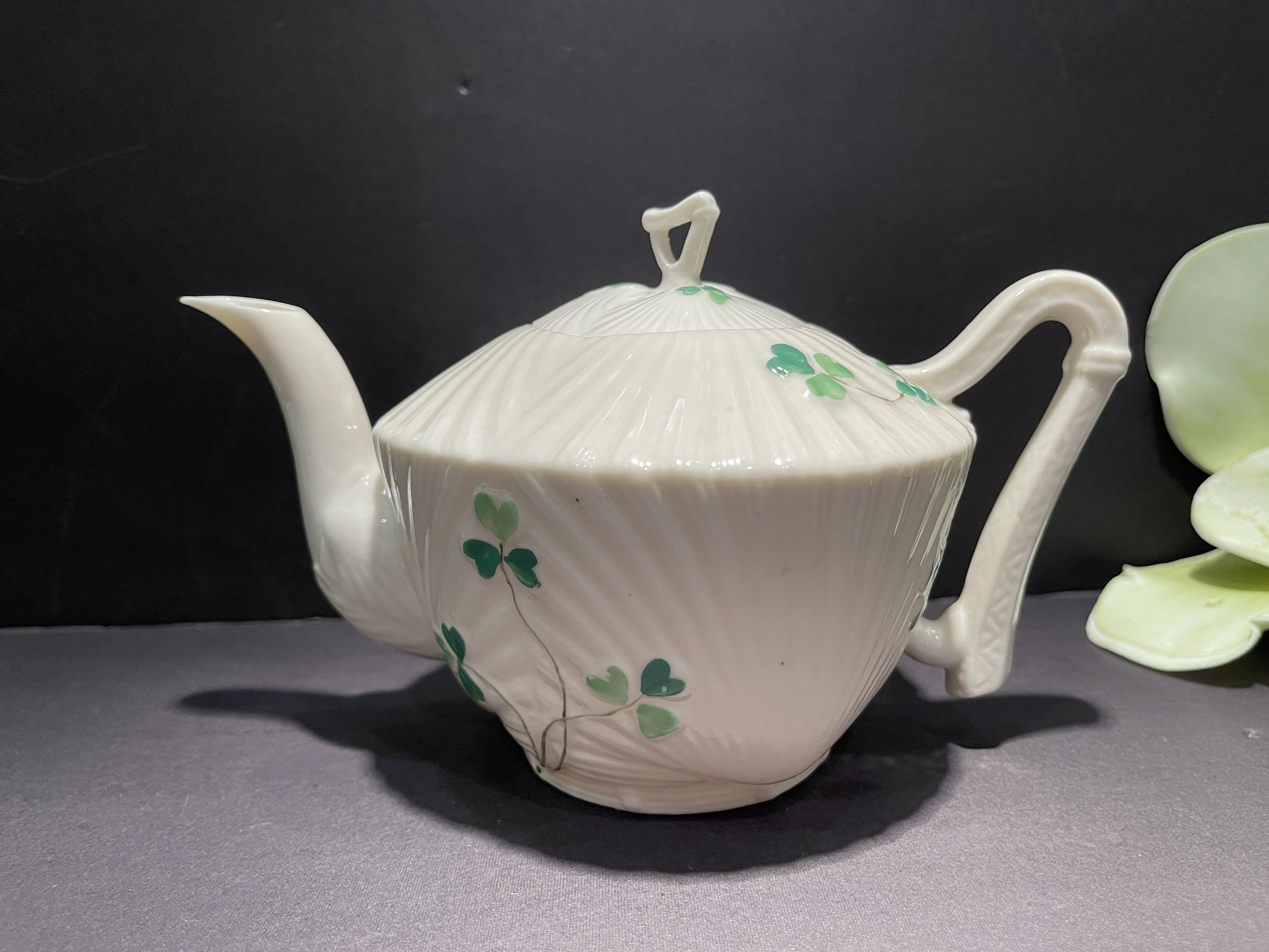 Vintage Belleek China Irish Tea Set Shamrock Rare Teapot