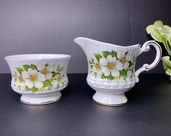 Queen's Rosina Bone China Gold Trim Creamer and Sugar Bowl SET Made in England